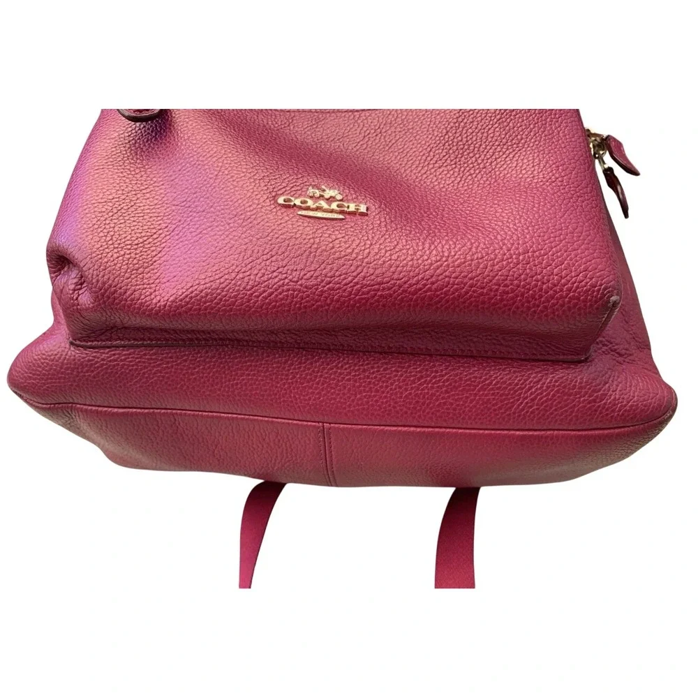 Flawed Gem! Coach Court Backpack Magenta Pebbled Leather Lg Academia Classic